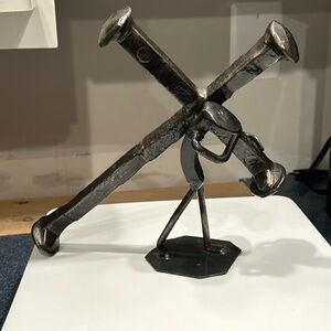 Roland Metal Art-CARRYING CROSS - SYMBOLIC RAILROAD SPIKE SCULPTURE